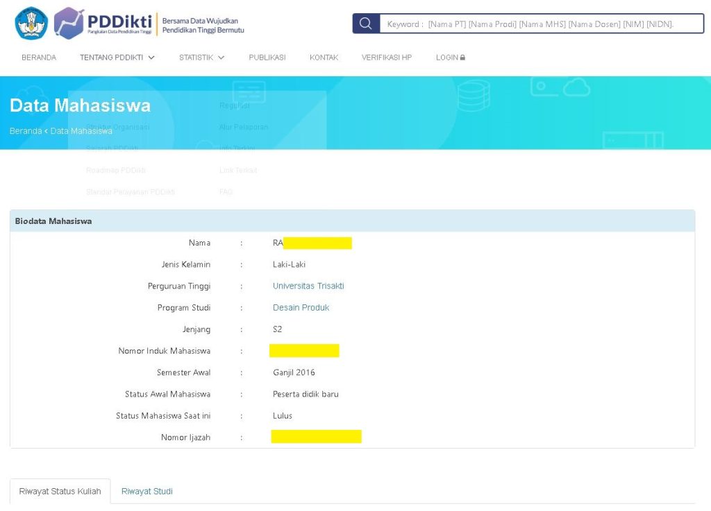 Data Ijazah Asli Terdaftar di PDDIKTI